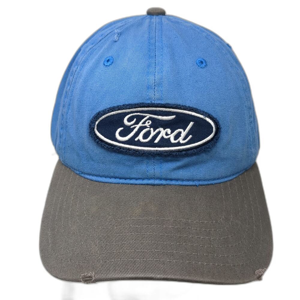 Concept One Ford Logo Distressed Blue Gray One Size Baseball Cap Hat Adjustable